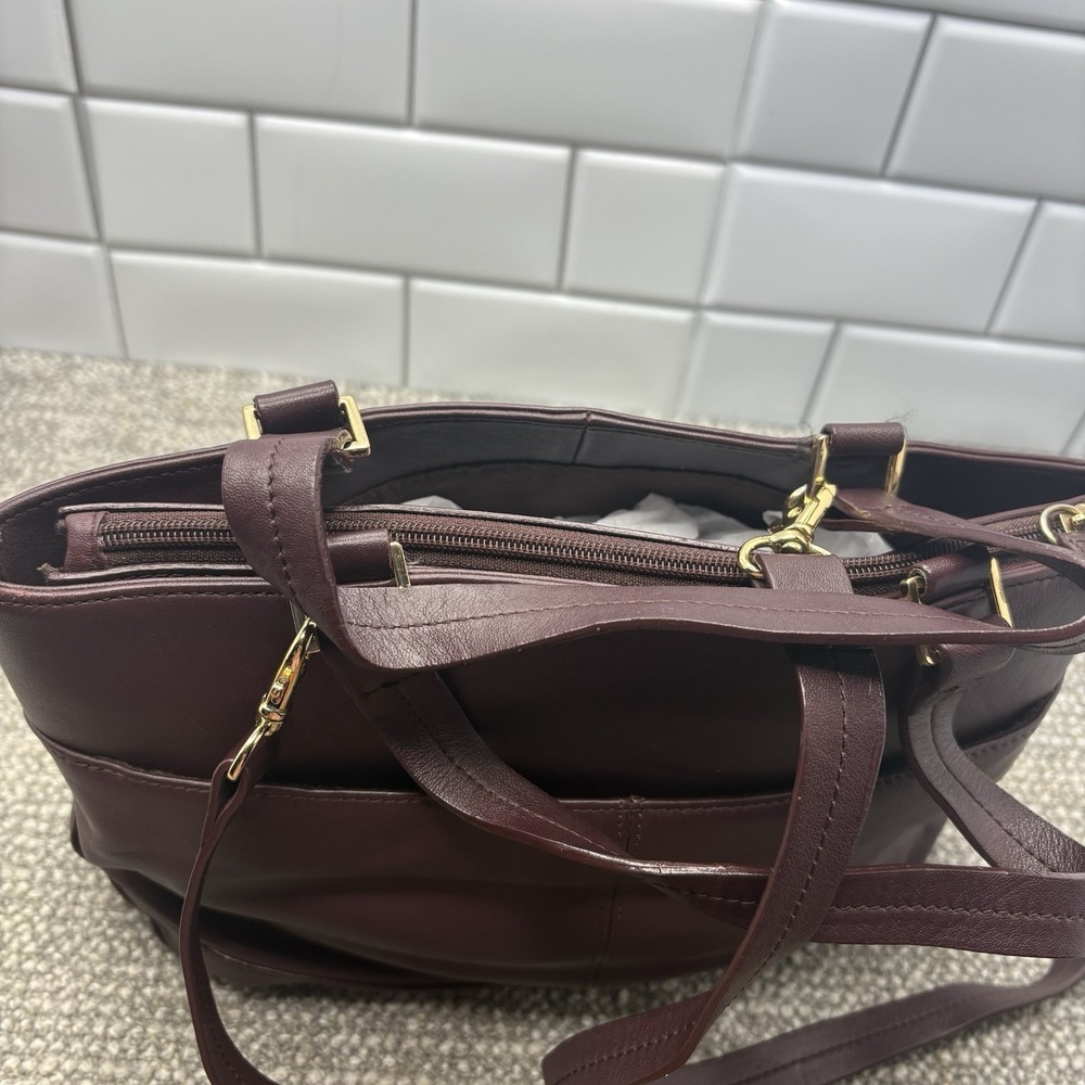 Etienne Aigner Brown Leather Handbags Hand Or Shoulder Straps Pockets VTG - Picture 15 of 15